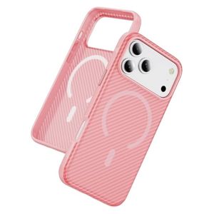 iPhone 18 Pro Max/17 Pro Max MagSafe Deksel Karbonfibertekstur - Rosa
