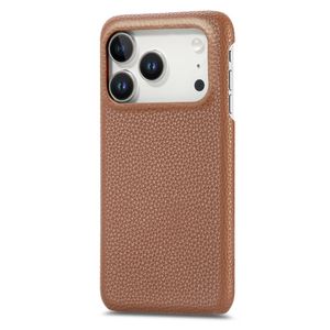 iPhone 17 Pro Max Deksel PU-lær Litchi-struktur - Brun