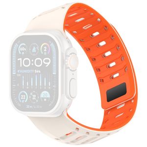Apple Watch 49/46/44/42mm Klockarmband i Silikon Magnetisk - Vit/Orange