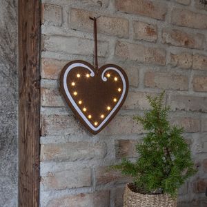 Hengende dekorasjon MERRY – LED Pepperkakehjerte med innebygd timer