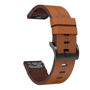 Garmin Fenix 6/5/5 Plus/Forerunner935 etc. klokkerem i ekte skinn – brun