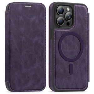 iPhone 14 Pro Max Wallet Cover MagSafe Compatible - Dark Purple