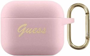 Guess Silicone Vintage Script Etui till Airpods 3 - Lyserød