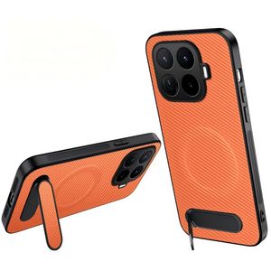 Xiaomi 17T MagSafe-cover med stativ og kulfibertekstur - Orange