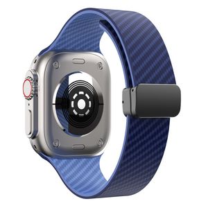 Apple Watch 42 / 41/ 40 / 38mm Klockarmband kolfibertextur - Blå