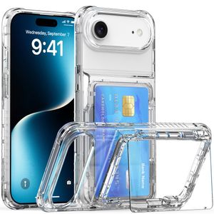 iPhone 17 Air Skal med Stativ och Kortfack - Transparent