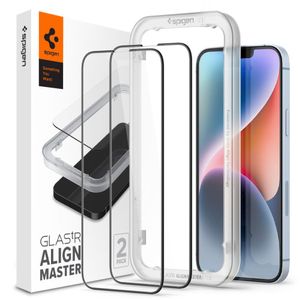 Spigen ALM Glass FC Tempered Glass 2-pack Screen Protector for iPhone 13/13 Pro/14/16e - Black
