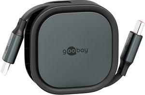 Goobay Sisäänvedettävä USB-C-kaapeli 1m - Musta/Hopea
