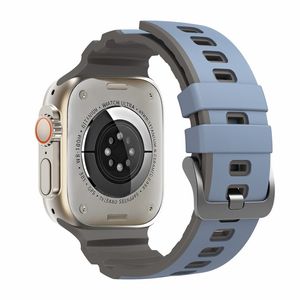 Apple Watch 49/46/44/42mm Tvåfärgat Klockarmband Silikon - Blå/Grå