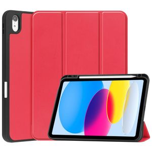 iPad A16 11" 2025/10.9" 2024 Tri-fold flip cover i PU-læder med holder til styluspen - Rød