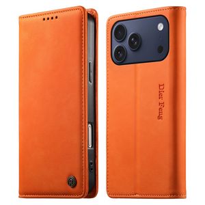 DIERFENG iPhone 18 Pro Max/17 Pro Max Lommeboketui RFID-blokkerende - Oransje