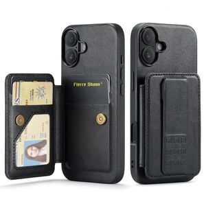 FIERRE SHANN iPhone 16 Case with Card slots - Black