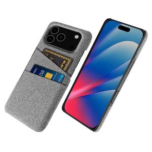 iPhone 17 Pro Max Skal i Textil med 2 Kortfack - Ljusgrå