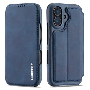 LC.IMEEKE iPhone 16 Plus Wallet Cover Card Holder Stand – Blue