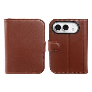 iPhone Duo Lompakkokotelo aitoa nahkaa - Vaaleanruskea