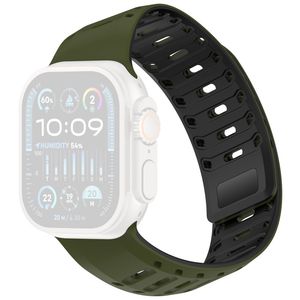 Apple Watch 49/46/44/42mm Klockarmband i Silikon Magnetisk - Grön/Svart