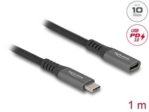 Delock Forlængerkabel USB-C han til hun 100W PD 10 Gbps 1m - Grå