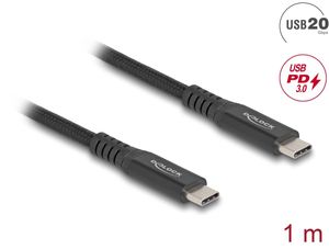 Delock USB 20 Gbps USB-C til PD 3.0 100 W E-markør, 1 m - Svart metall