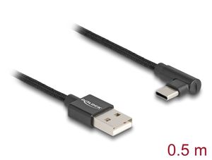 Delock USB-A til USB-C-kabel vinklet, 0,5 m - svart