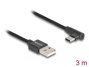 Delock USB-A til USB-C-kabel vinklet, 3m - svart