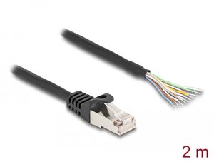 Delock Kabel RJ50 hane till öppna trådändar S/FTP 2m - Svart