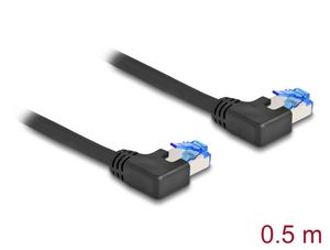 Delock RJ45 netværkskabel Cat.6A S/FTP venstrevinklet 0,5 m – Sort