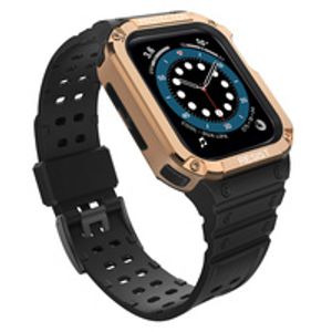 Protect Armored Kuori & Kellonranneke Apple Watch 38/40/41mm  - Musta/Ruusu kultaa
