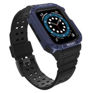 Protect Armored Kuori & Kellonranneke Apple Watch 42/44/45mm  - Musta/Sininen