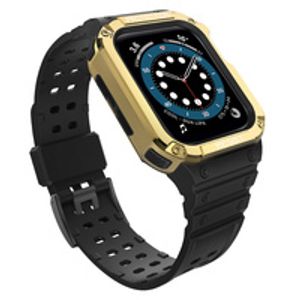 Protect Armored Kuori & Kellonranneke Apple Watch 42/44/45mm  - Musta/Kulta