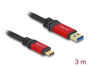 Delock USB-A til USB-C-kabel 10 Gbps, 3m - Rød metall