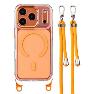 iPhone 17 Pro Max MagSafe Skal med bärrem – Transparent Orange