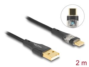 Delock USB-A til USB-C-kabel med hurtiglading 60 W - gjennomsiktig, 2 m