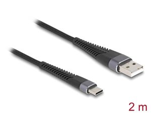 Delock USB-A til USB-C-kabel med utvidet bøyebeskyttelse, 2 m