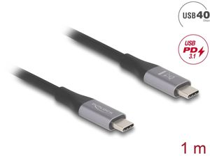Delock USB 40 Gbps USB-C til PD 3.1 240 W E-markør, 1m - Grå metall