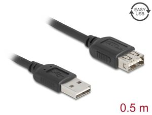 Delock USB 2.0 forlengelseskabel EASY USB USB-A hann til USB-A hunn, 0,5 m