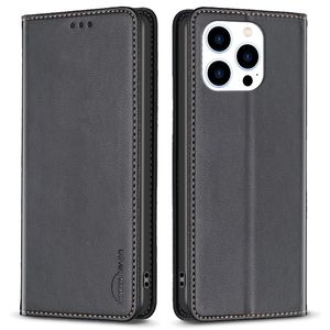 BINFEN iPhone 16 Pro Lommeboketui med Kortspor – Svart