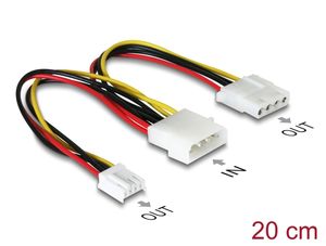 Delock virtakaapeli Molex 4-pin uros - Molex 4-pin naaras + 4-pin Floppy-asema