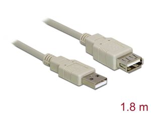 Delock Forlængerkabel USB-A 2.0 han til USB-A 2.0 hun 1,8m - Grå