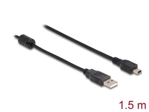 Delock USB-A 2.0 Kabel han til Mini USB-B han 1,5m - Sort