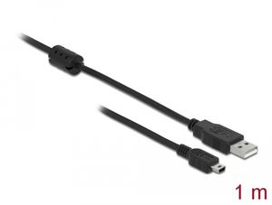 Delock USB 2.0 Kabel USB-A han til USB 2mini-B han 1m - Sort