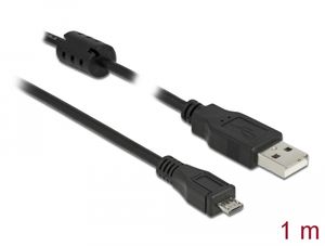 Delock USB 2.0 Kabel USB-A han til USB-B Micro han 1m - Sort