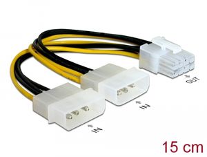 Delock PCI Express -virtalähdekaapeli, 8-nastainen - 2 x 5¼ tuumaa näytönohjaimelle