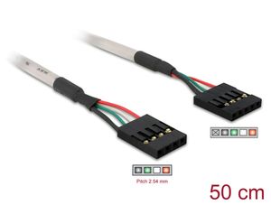 Delock USB 2.0 -kaapeli, 5-nastainen naarasliitin - 4-nastainen naarasliitin, 0,5 m
