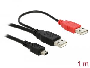Delock USB-kabel 2 x USB2.0-A han til USB mini 5-bens