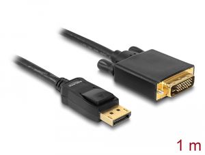 Delock-kabel DisplayPort 1.1 hann til DVI 24+1 hann passiv 1m - Svart