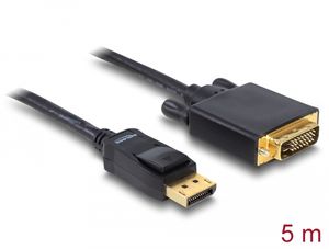 Delock Kabel DisplayPort 1.1 hane till DVI 24+1 hane passiv 5m - Svart