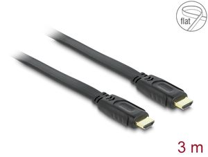 Delock Høyhastighets HDMI-kabel med Ethernet – HDMI A-hann til HDMI A-hann flat 3m