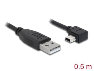 Delock USB 2.0-kabel USB-A han til Mini USB-B han venstrevinklet 0,5 m