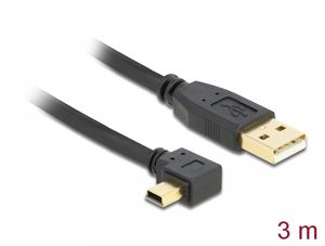 Delock USB 2.0-kabel USB-A han til Mini USB-B han venstrevinklet 3m