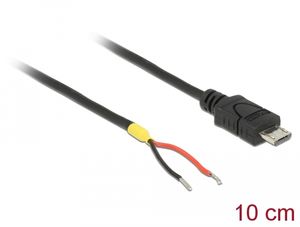 Delock USB-B mikrokabel hane till 2 x öppna strömkablar 10 cm Raspberry Pi